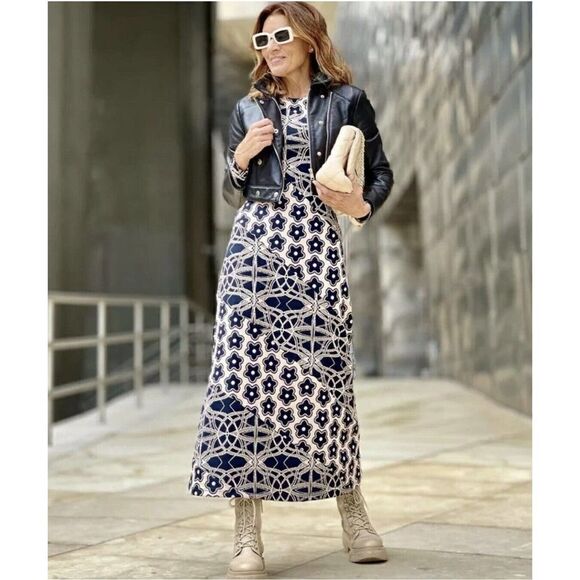 ZARA LONG JACQUARD DRESS OPEN BACK PRINTED NEW - Picture 5 of 8